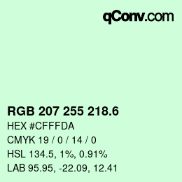 カラーコード: RGB 207 255 218.6 | qconv.com