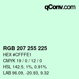 颜色代码: RGB 207 255 225 | qconv.com