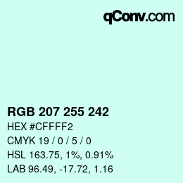 Color code: RGB 207 255 242 | qconv.com
