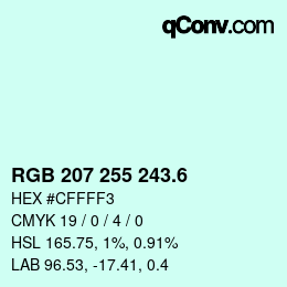 カラーコード: RGB 207 255 243.6 | qconv.com