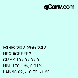 Color code: RGB 207 255 247 | qconv.com