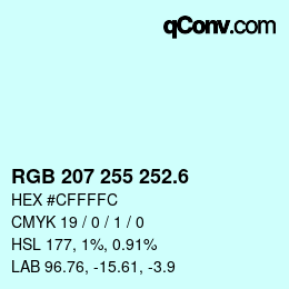 カラーコード: RGB 207 255 252.6 | qconv.com