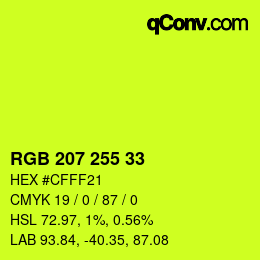 Color code: RGB 207 255 33 | qconv.com