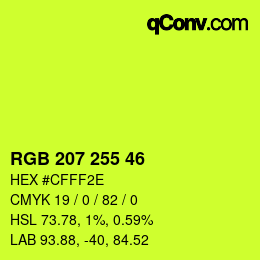 Color code: RGB 207 255 46 | qconv.com