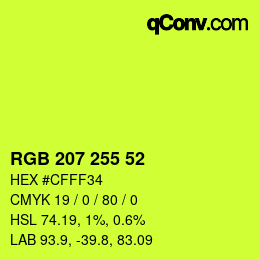 颜色代码: RGB 207 255 52 | qconv.com