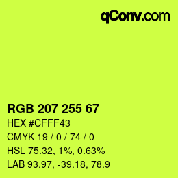 Color code: RGB 207 255 67 | qconv.com