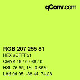 Color code: RGB 207 255 81 | qconv.com