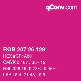 Farbcode: RGB 207 26 128 | qconv.com