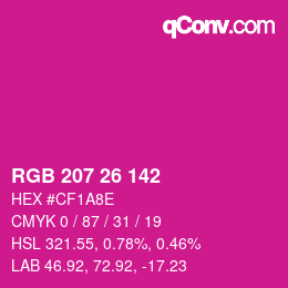 Color code: RGB 207 26 142 | qconv.com