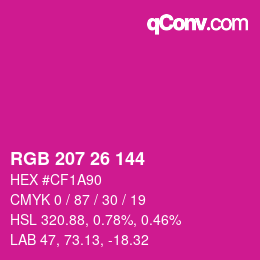 カラーコード: RGB 207 26 144 | qconv.com