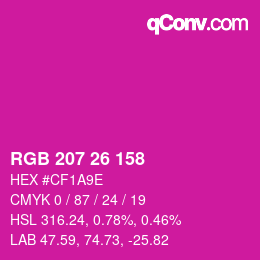 Color code: RGB 207 26 158 | qconv.com