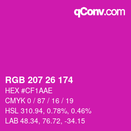 Color code: RGB 207 26 174 | qconv.com