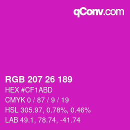 Color code: RGB 207 26 189 | qconv.com