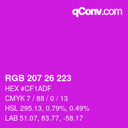 Color code: RGB 207 26 223 | qconv.com