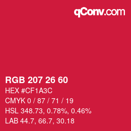 Color code: RGB 207 26 60 | qconv.com