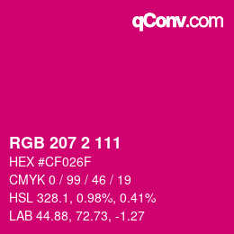 Farbcode: RGB 207 2 111 | qconv.com