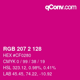 Color code: RGB 207 2 128 | qconv.com