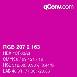 Farbcode: RGB 207 2 163 | qconv.com