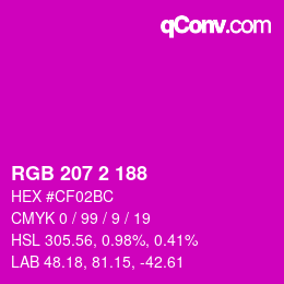 Color code: RGB 207 2 188 | qconv.com