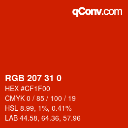 カラーコード: RGB 207 31 0 | qconv.com