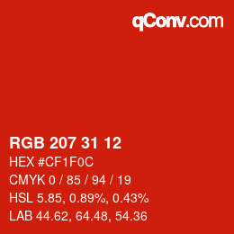 Color code: RGB 207 31 12 | qconv.com