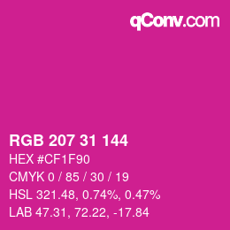 Color code: RGB 207 31 144 | qconv.com