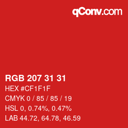 Color code: RGB 207 31 31 | qconv.com