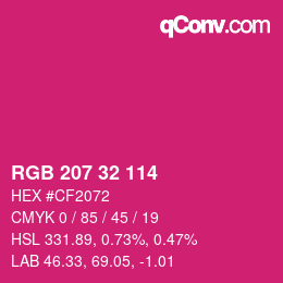 Color code: RGB 207 32 114 | qconv.com