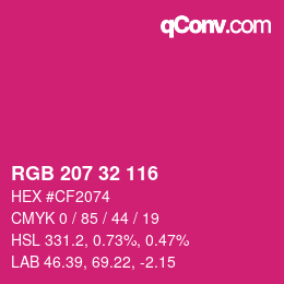 カラーコード: RGB 207 32 116 | qconv.com
