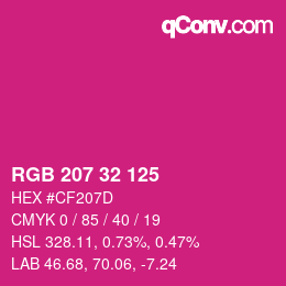 Color code: RGB 207 32 125 | qconv.com