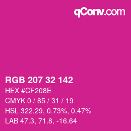 Color code: RGB 207 32 142 | qconv.com