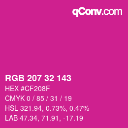 Color code: RGB 207 32 143 | qconv.com