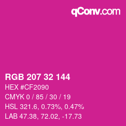 Color code: RGB 207 32 144 | qconv.com