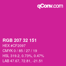 カラーコード: RGB 207 32 151 | qconv.com