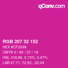 カラーコード: RGB 207 32 152 | qconv.com