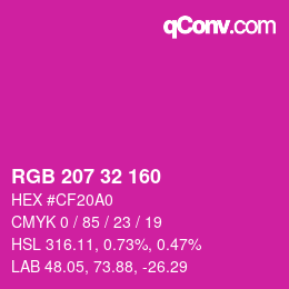 Color code: RGB 207 32 160 | qconv.com