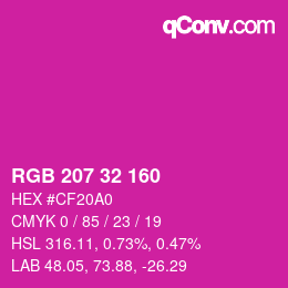 Color code: RGB 207 32 160 | qconv.com