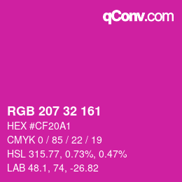 カラーコード: RGB 207 32 161 | qconv.com