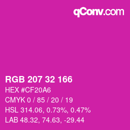 Color code: RGB 207 32 166 | qconv.com