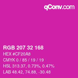 Color code: RGB 207 32 168 | qconv.com