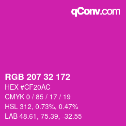 Color code: RGB 207 32 172 | qconv.com