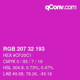 Color code: RGB 207 32 193 | qconv.com