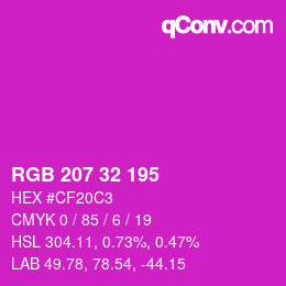 Color code: RGB 207 32 195 | qconv.com