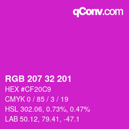 Color code: RGB 207 32 201 | qconv.com