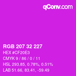 Color code: RGB 207 32 227 | qconv.com