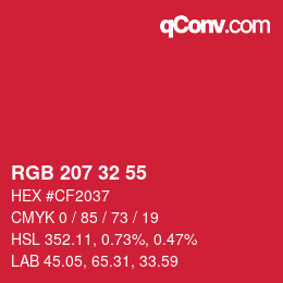 Color code: RGB 207 32 55 | qconv.com