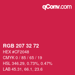 Color code: RGB 207 32 72 | qconv.com