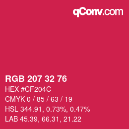 Color code: RGB 207 32 76 | qconv.com