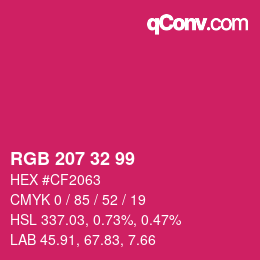 Color code: RGB 207 32 99 | qconv.com