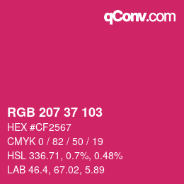 カラーコード: RGB 207 37 103 | qconv.com